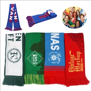 Fan Knitted Woven Scarf With Tassel
